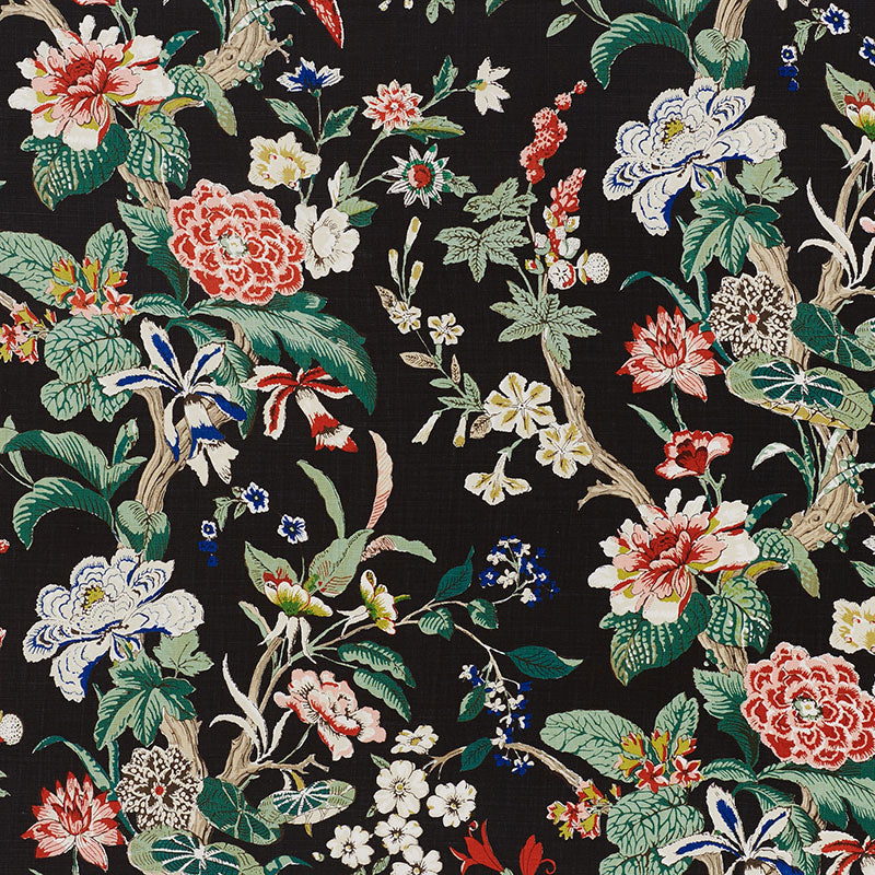 Nymphaea fabric in night color - pattern number 176760 - by Schumacher in the Schumacher Classics collection