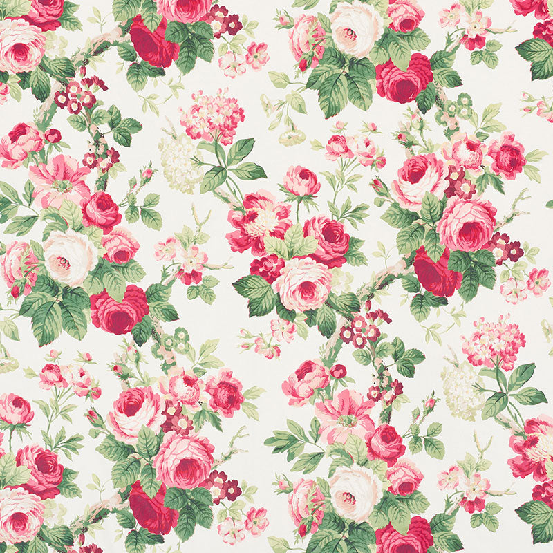 Nancy Floral fabric in rose color - pattern number 177200 - by Schumacher in the Country Chic collection