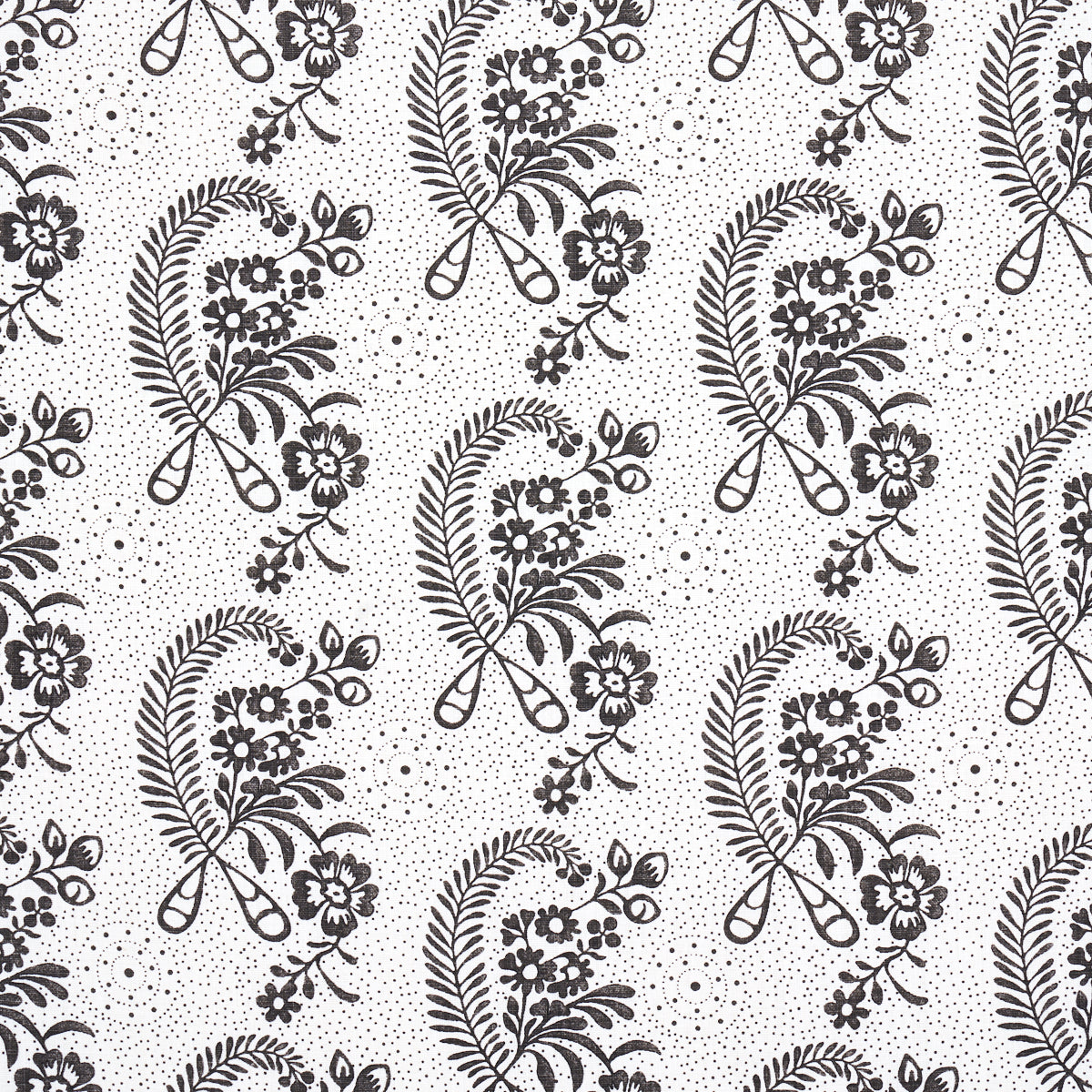 Millicent fabric in blackwork color - pattern number 177211 - by Schumacher in the Wallflowers collection
