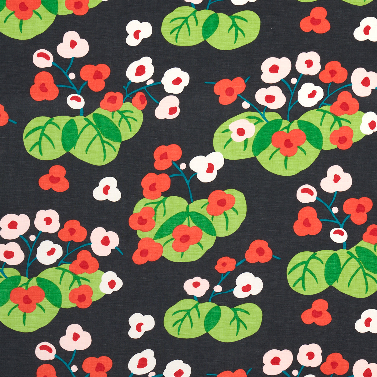 Saku fabric in soft black color - pattern number 177482 - by Schumacher in the Print Happy collection