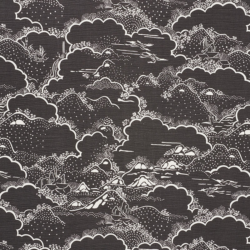 Kumo Village fabric in carbon color - pattern number 177522 - by Schumacher in the Mingei collection