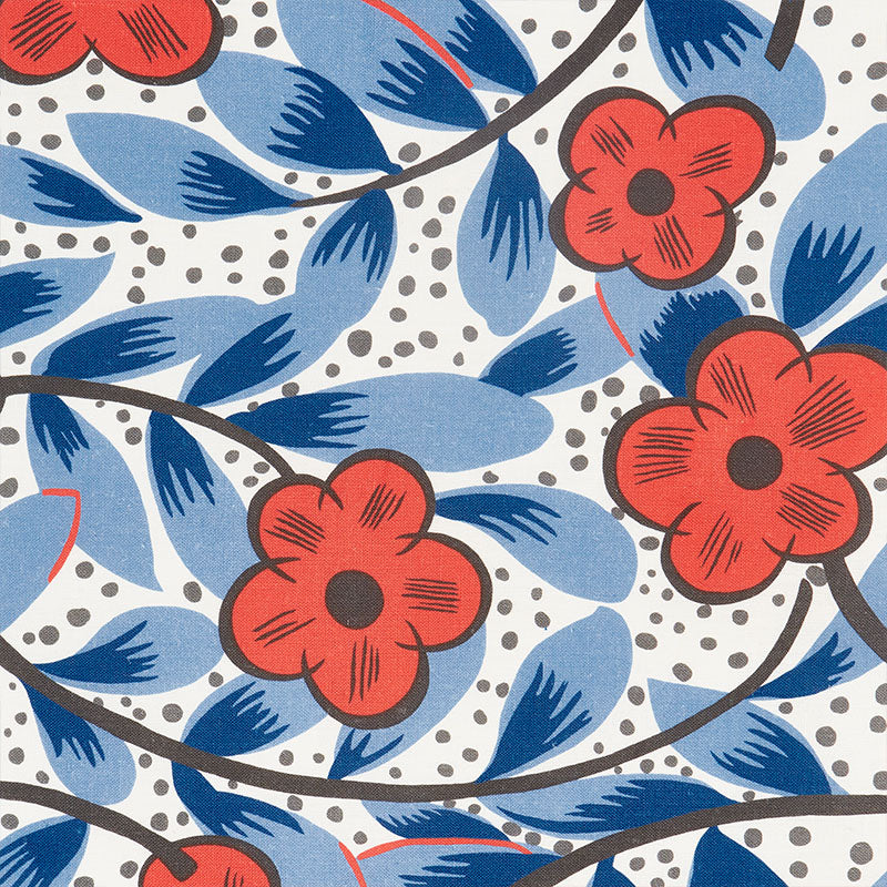 Cocarde Espagnole fabric in red and blue color - pattern number 177550 - by Schumacher in the Fashion Forward collection