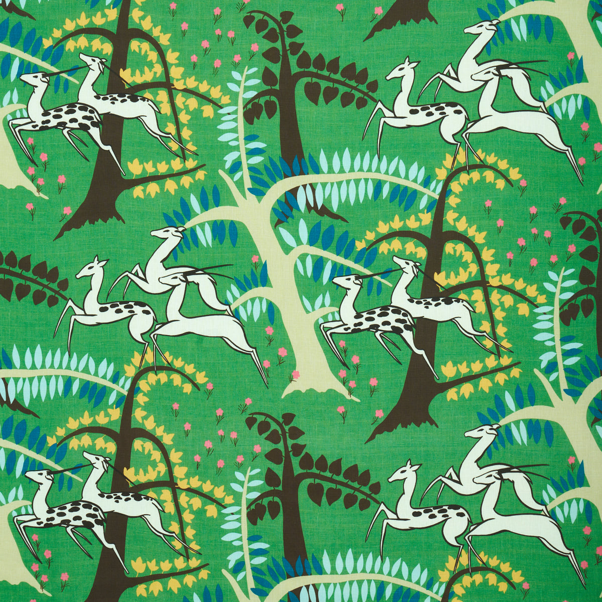 Antelopes fabric in jade color - pattern number 177570 - by Schumacher in the Fashion Forward collection