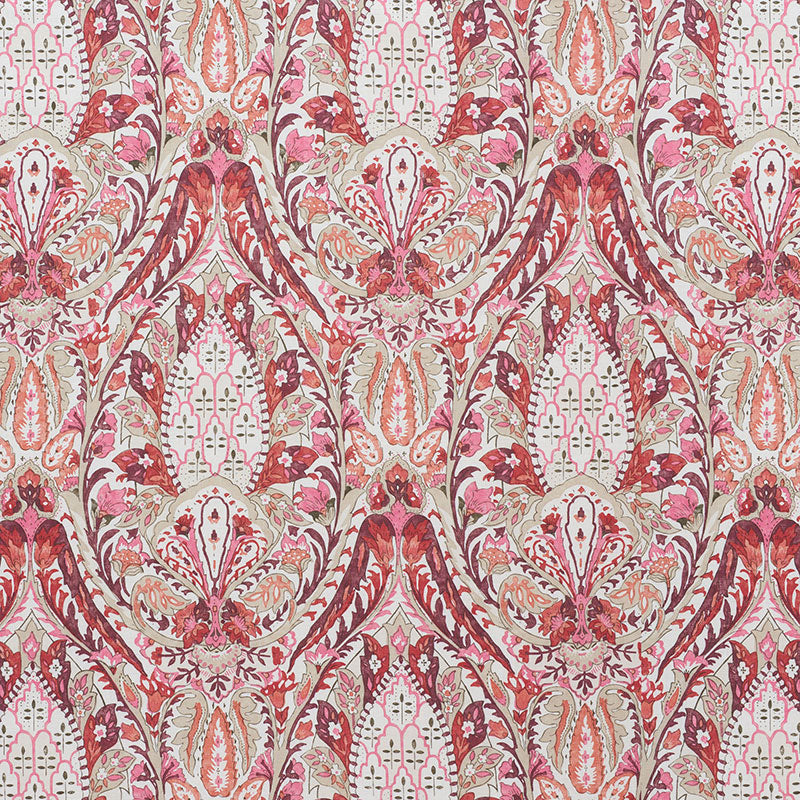 Layla Paisley fabric in plum and pink color - pattern number 177672 - by Schumacher in the Ottoman Chic collection