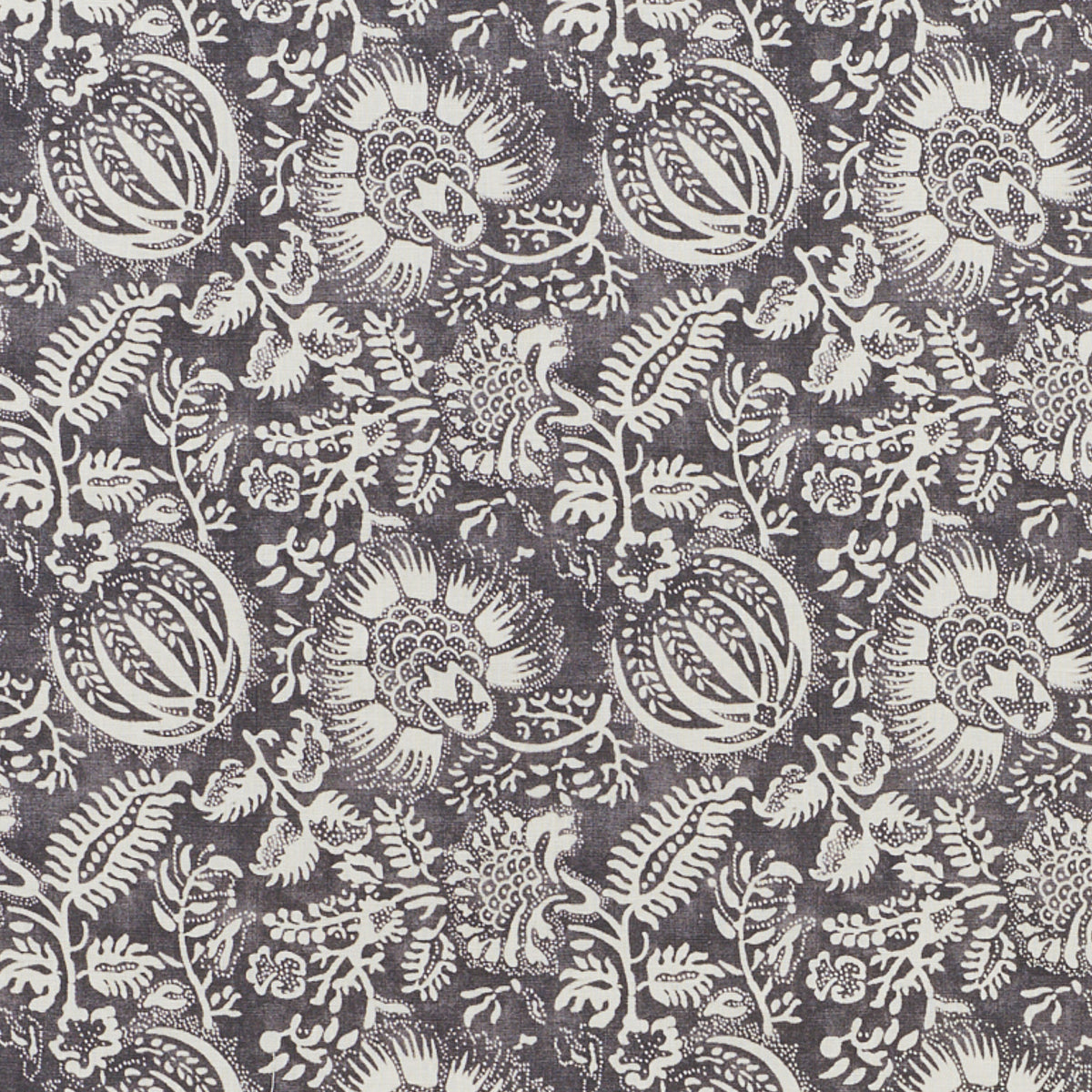Pomegranate Print fabric in charcoal color - pattern number 177691 - by Schumacher in the Chambray collection