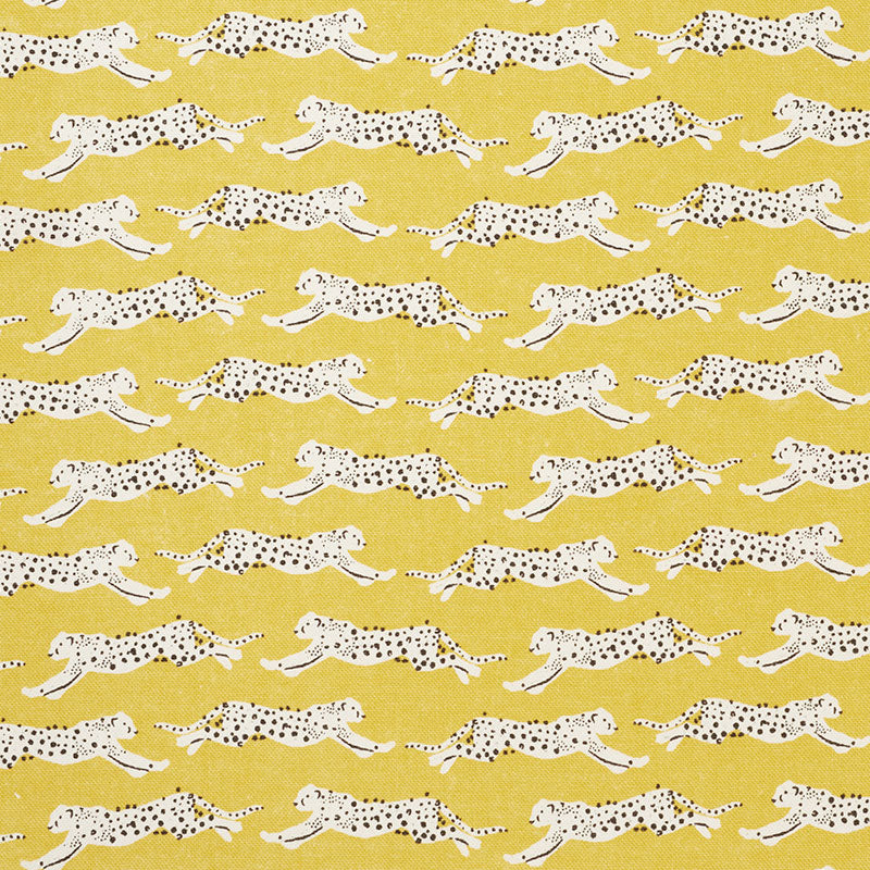 Leaping Leopards fabric in yellow color - pattern number 177740 - by Schumacher in the Essentials: Small-Scale Prints collection