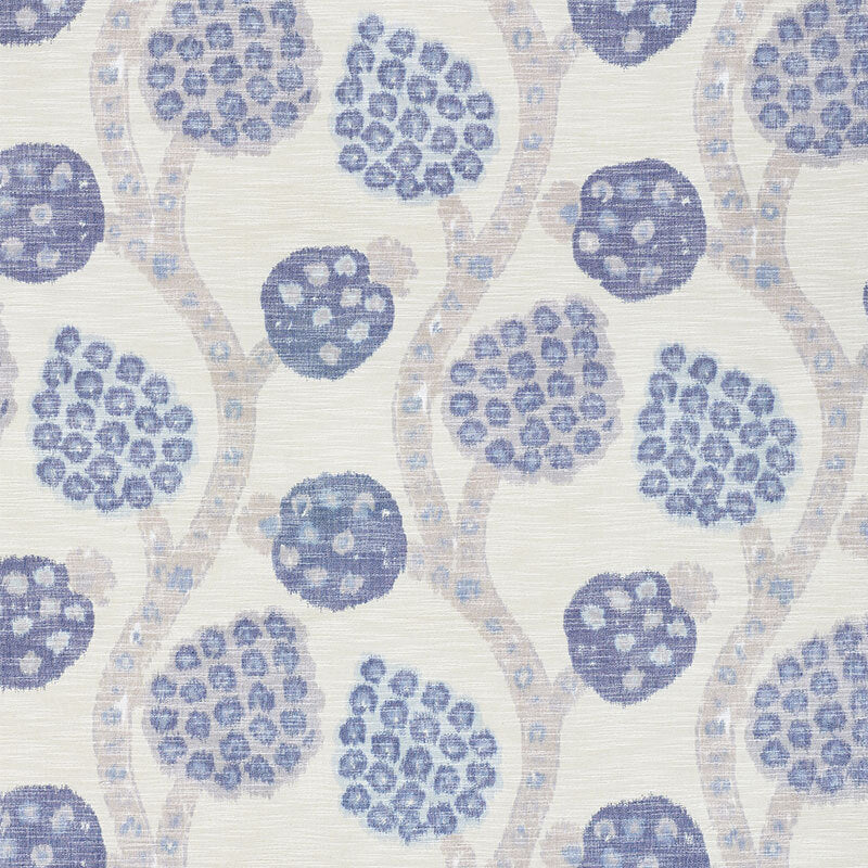 Annabel Warp Print fabric in blue color - pattern number 177992 - by Schumacher in the New Traditional collection