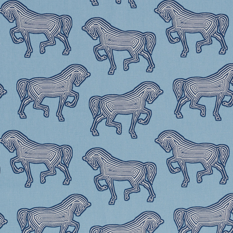 Faubourg fabric in blue color - pattern number 178011 - by Schumacher in the Club Cavalier collection