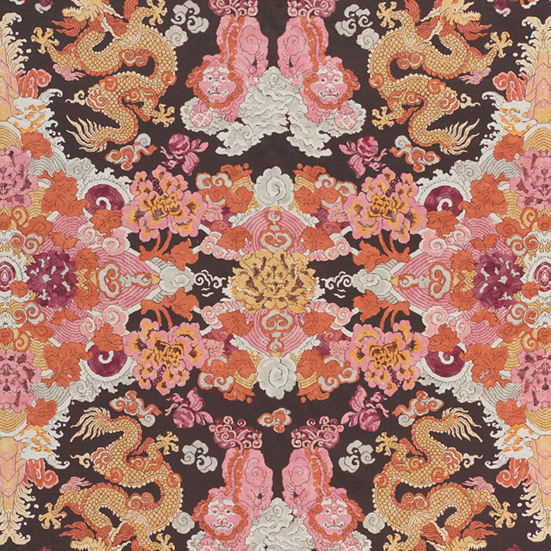 Magic Mountain Dragon fabric in aubergine color - pattern number 178053 - by Schumacher in the Free Spirit collection