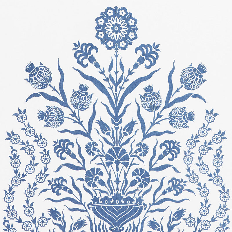 Iznik Sheer fabric in blue color - pattern number 178090 - by Schumacher in the Ottoman Chic collection