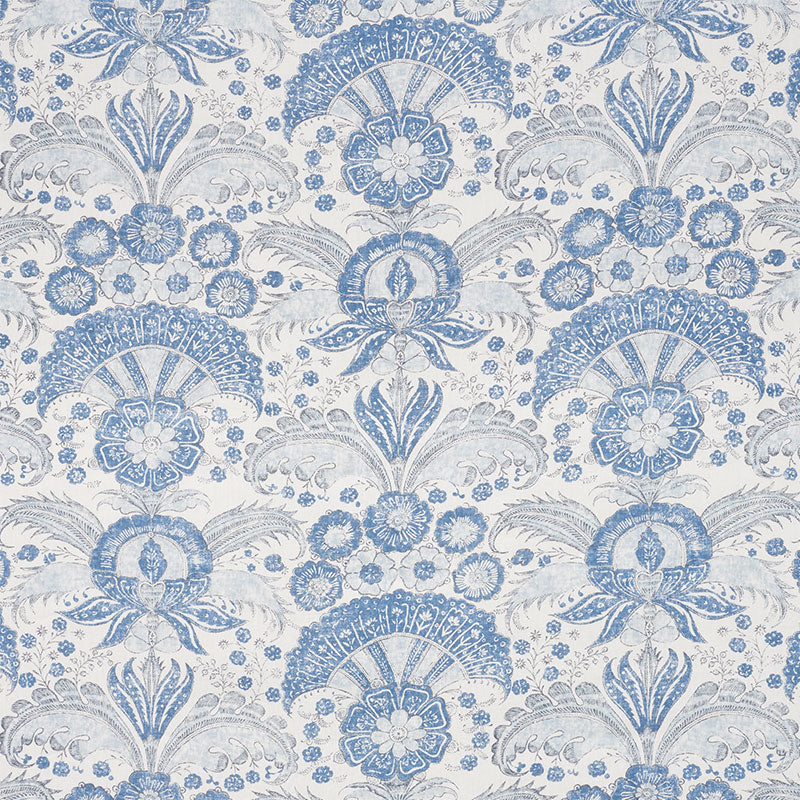 Calicut fabric in delft color - pattern number 178100 - by Schumacher in the Malabar Hill collection