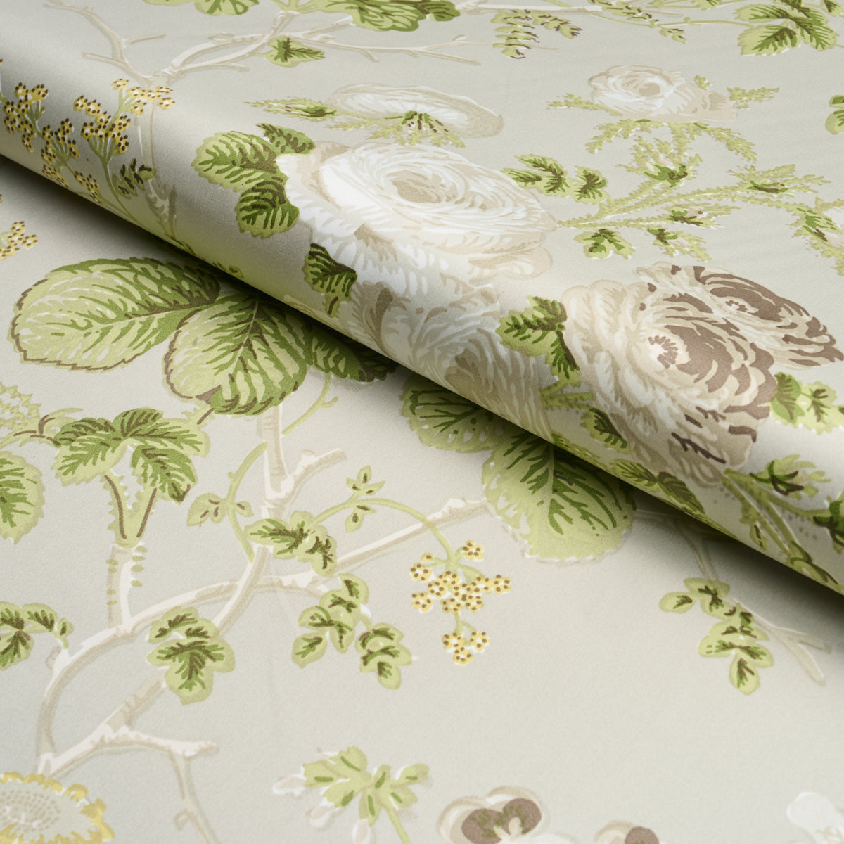 Salisbury Chintz fabric in taupe color - pattern number 178156 - by Schumacher in the Schumacher Classics collection
