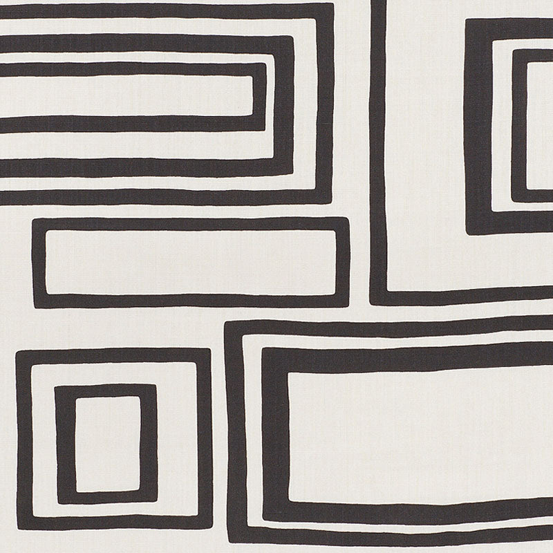 Large Open Boxes fabric in black color - pattern number 178222 - by Schumacher in the New Wave: Black & White collection