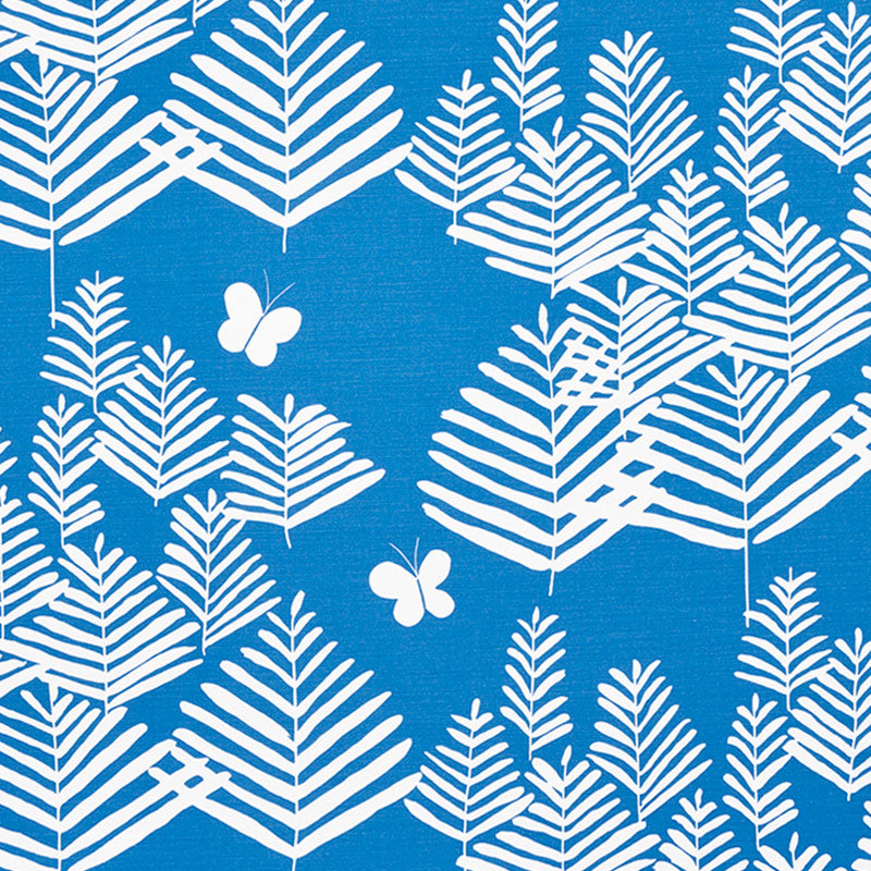 Fern Silhouette fabric in blue color - pattern number 178232 - by Schumacher in the Vera Neumann collection