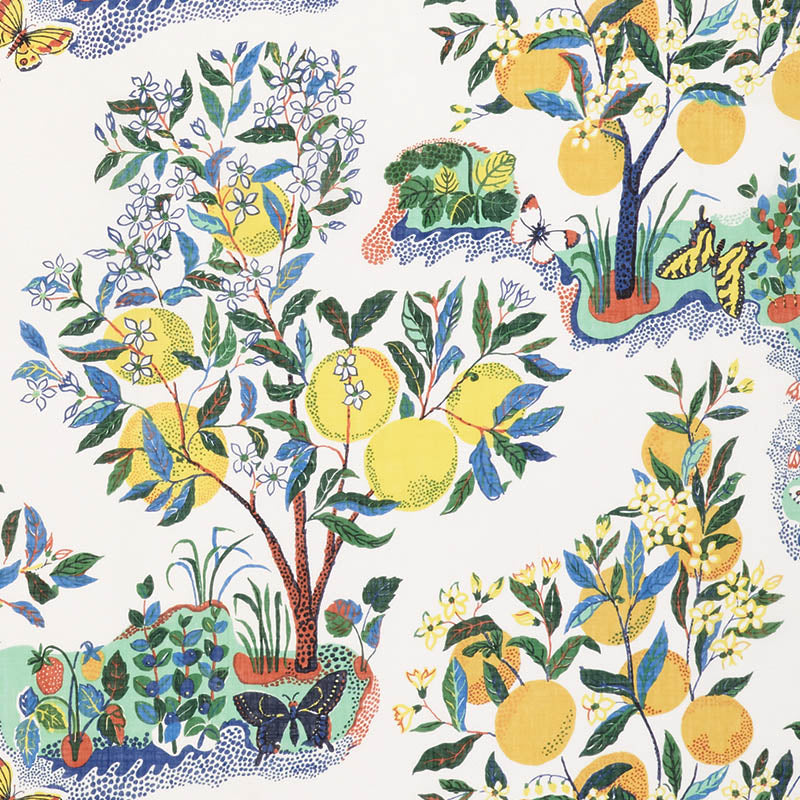 Citrus Garden Sheer fabric in primary color - pattern number 178350 - by Schumacher in the Patterned Sheers & Casements collection