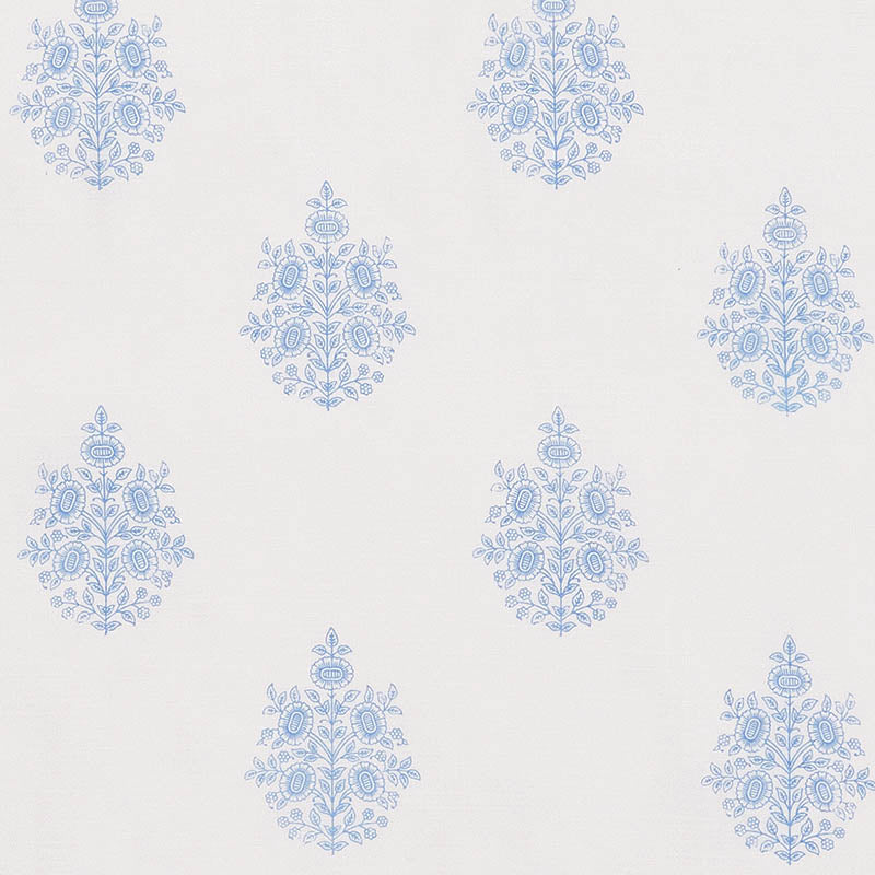 Asara Flower Sheer fabric in blue color - pattern number 178372 - by Schumacher in the Patterned Sheers & Casements collection