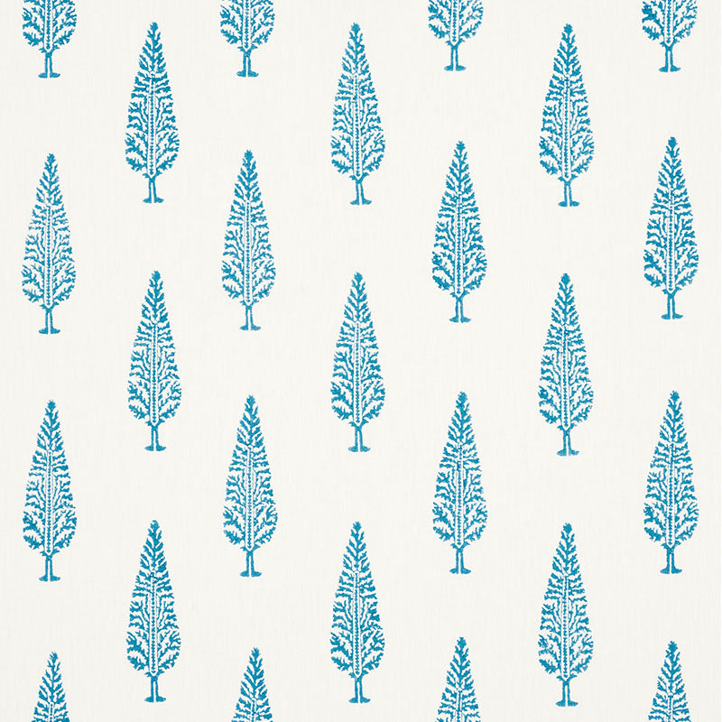 Juniper Block Print fabric in blue color - pattern number 178510 - by Schumacher in the Palampore collection