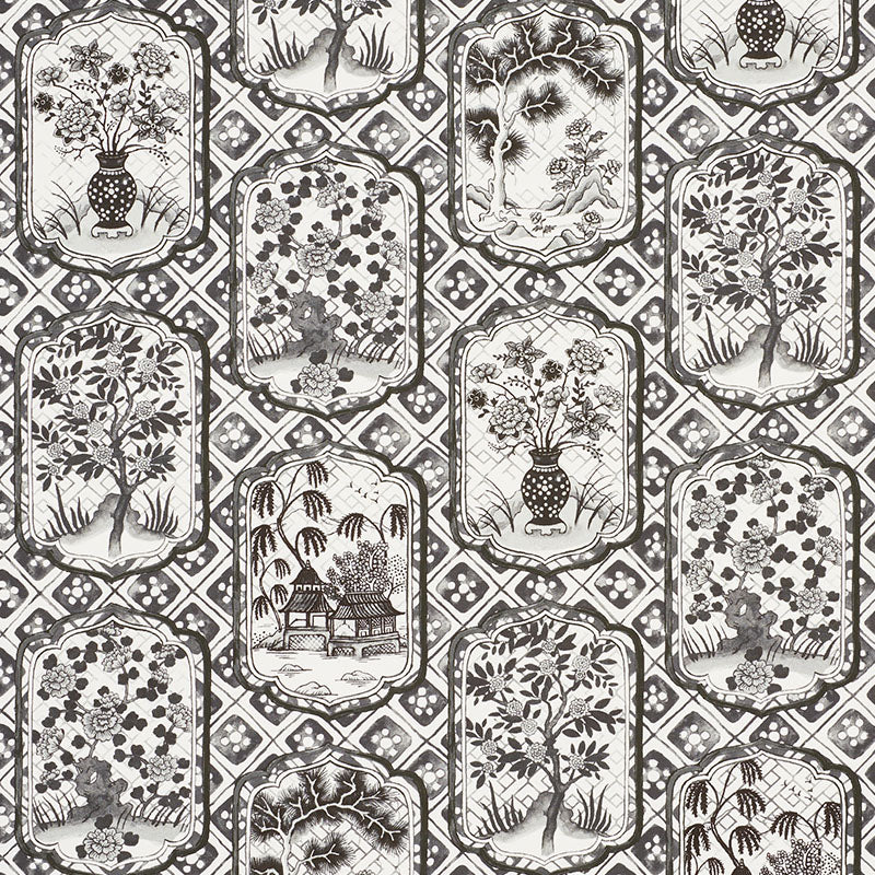 Ting Ting fabric in black color - pattern number 178570 - by Schumacher in the Johnson Hartig collection