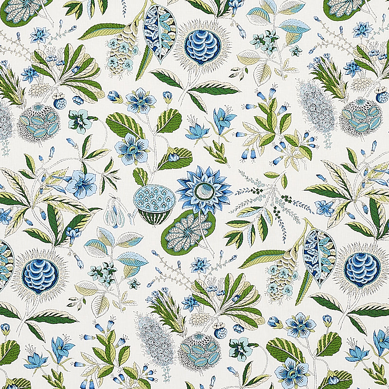 Roca Redonda fabric in blue and ivory color - pattern number 178773 - by Schumacher in the Rhapsody In Blue collection
