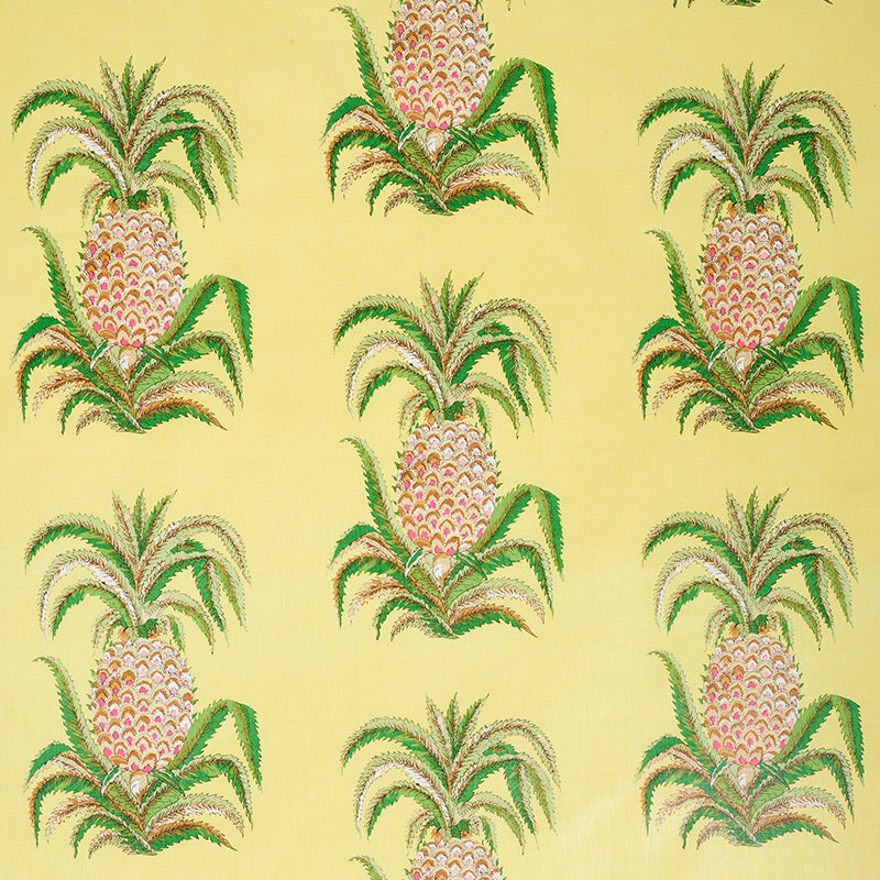 Pineapples Chintz fabric in yellow color - pattern number 178803 - by Schumacher in the Isola Indoor/Outdoor collection