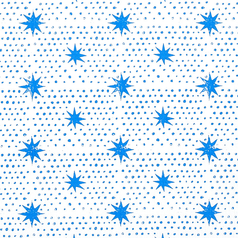 Spot & Star fabric in blue color - pattern number 179160 - by Schumacher in the Molly Mahon collection