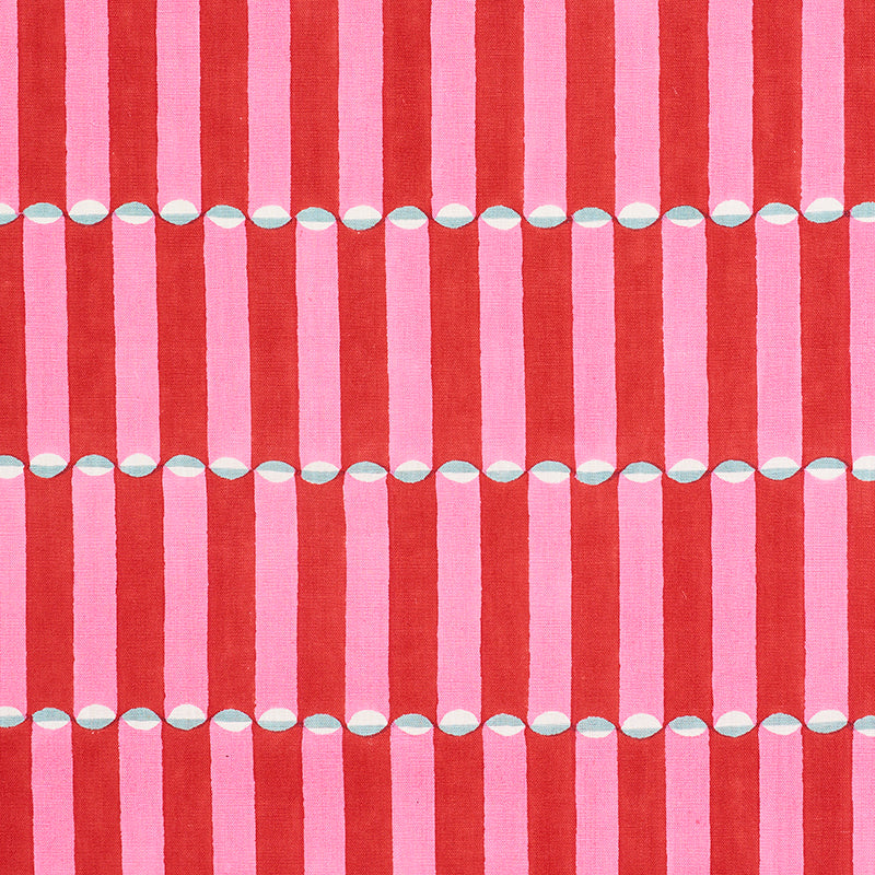 Luna Hand Block Print fabric in pink and red color - pattern number 179280 - by Schumacher in the Molly Mahon collection