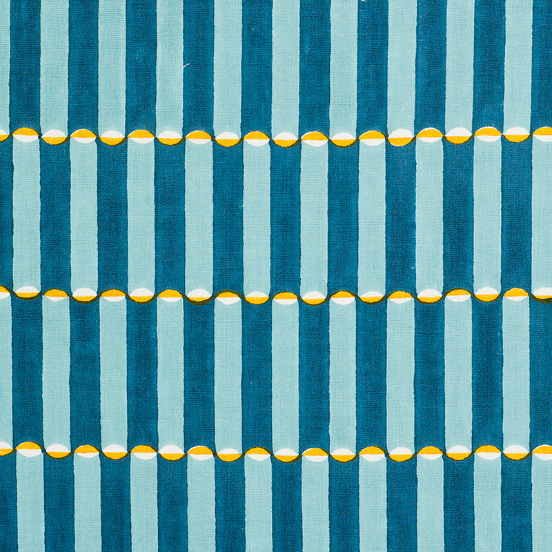 Luna Hand Block Print fabric in blue and turmeric color - pattern number 179281 - by Schumacher in the Molly Mahon collection
