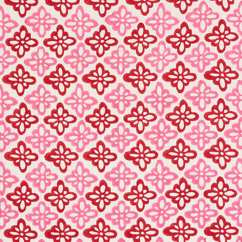 Pattee Hand Block Print fabric in pink color - pattern number 179300 - by Schumacher in the Molly Mahon collection
