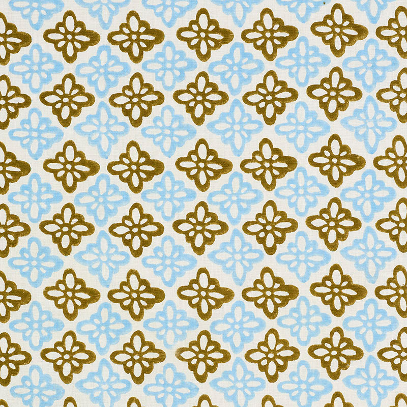 Pattee Hand Block Print fabric in khaki color - pattern number 179302 - by Schumacher in the Molly Mahon collection