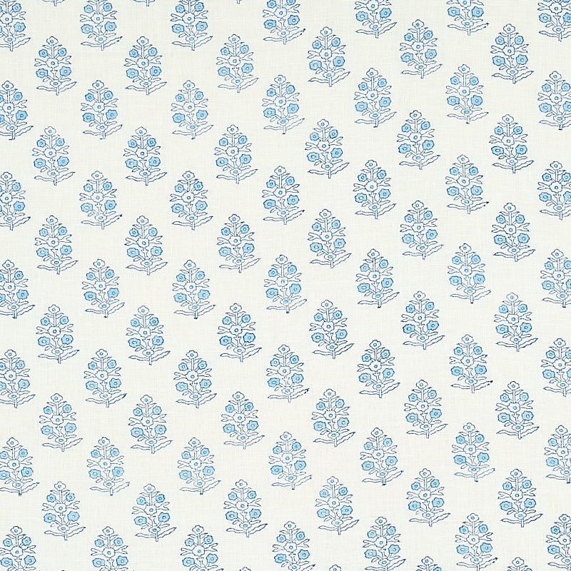 Aditi Hand Blocked Print fabric in blue color - pattern number 179360 - by Schumacher in the Jacaranda collection