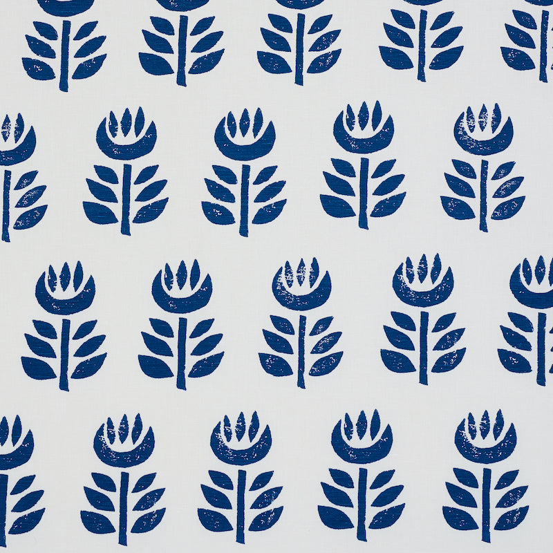 Rosenborg Hand Print fabric in navy color - pattern number 179402 - by Schumacher in the Scandinavian Modern collection