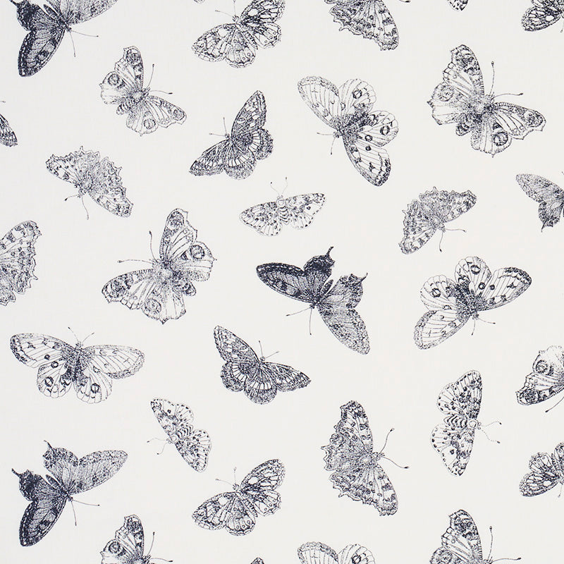 Burnell Butterfly fabric in black color - pattern number 179430 - by Schumacher in the Misterioso collection