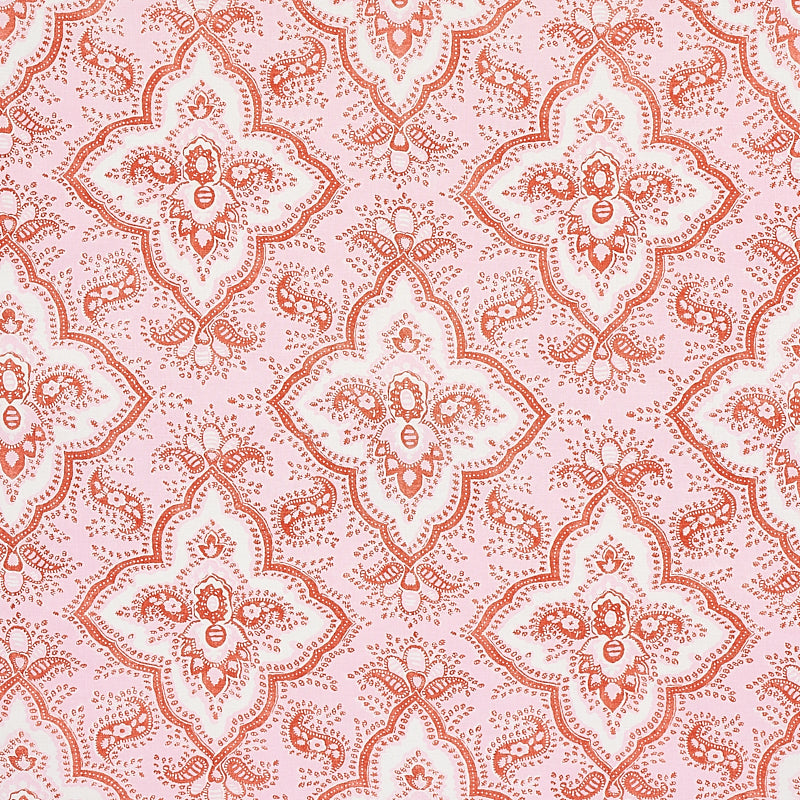 Amalia Medallion Handmade Print fabric in pink color - pattern number 179442 - by Schumacher in the Jacaranda collection