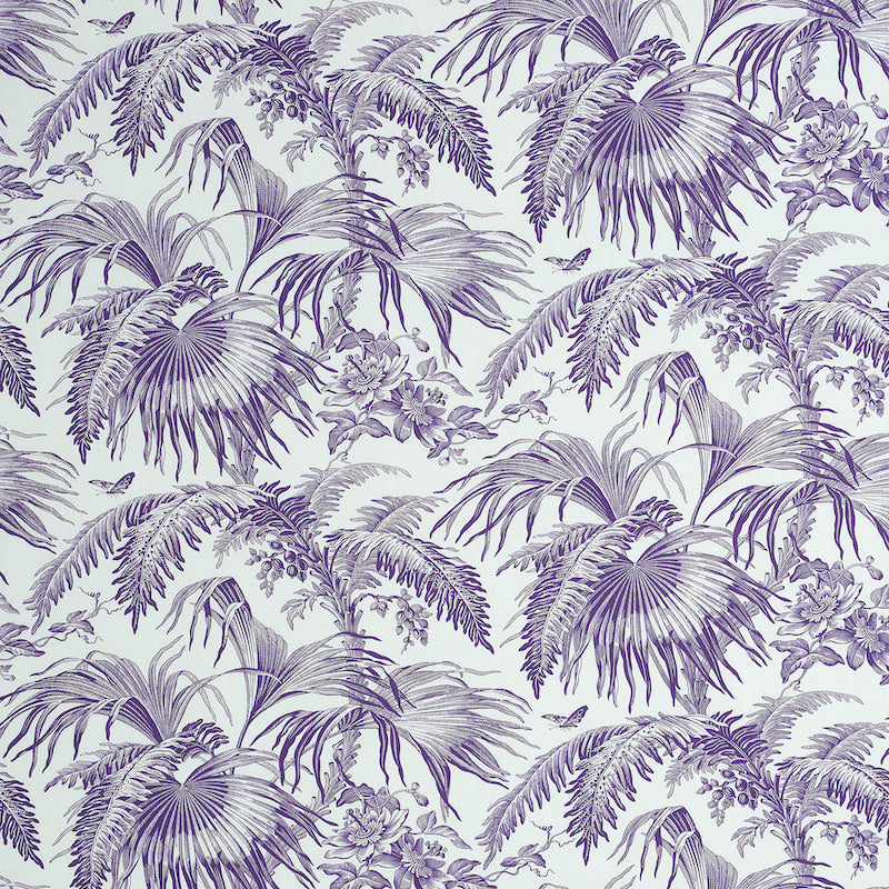 Toile Tropique fabric in purple color - pattern number 179512 - by Schumacher in the Jill Lasersohn collection