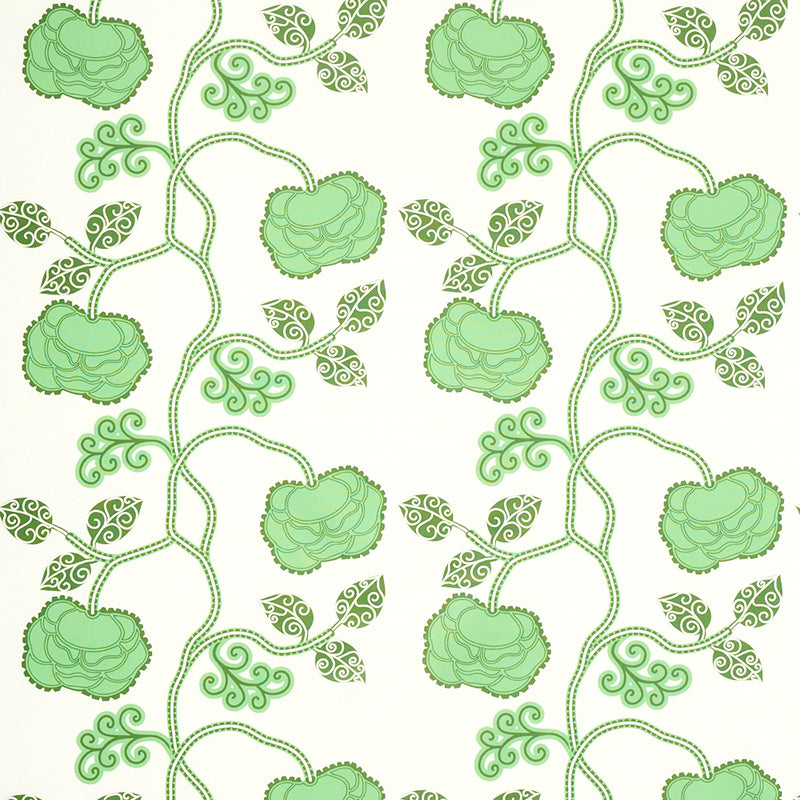 Queen Fruit Chintz fabric in jade color - pattern number 179540 - by Schumacher in the Neisha Crosland collection
