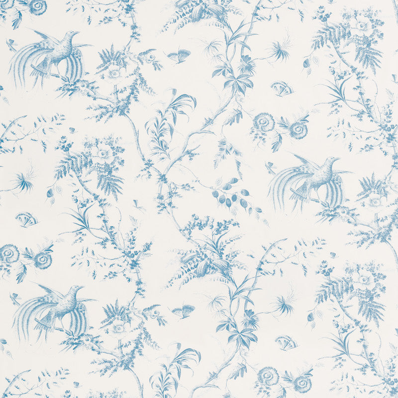 Toile De La Prairie fabric in blue color - pattern number 179570 - by Schumacher in the Jill Lasersohn collection