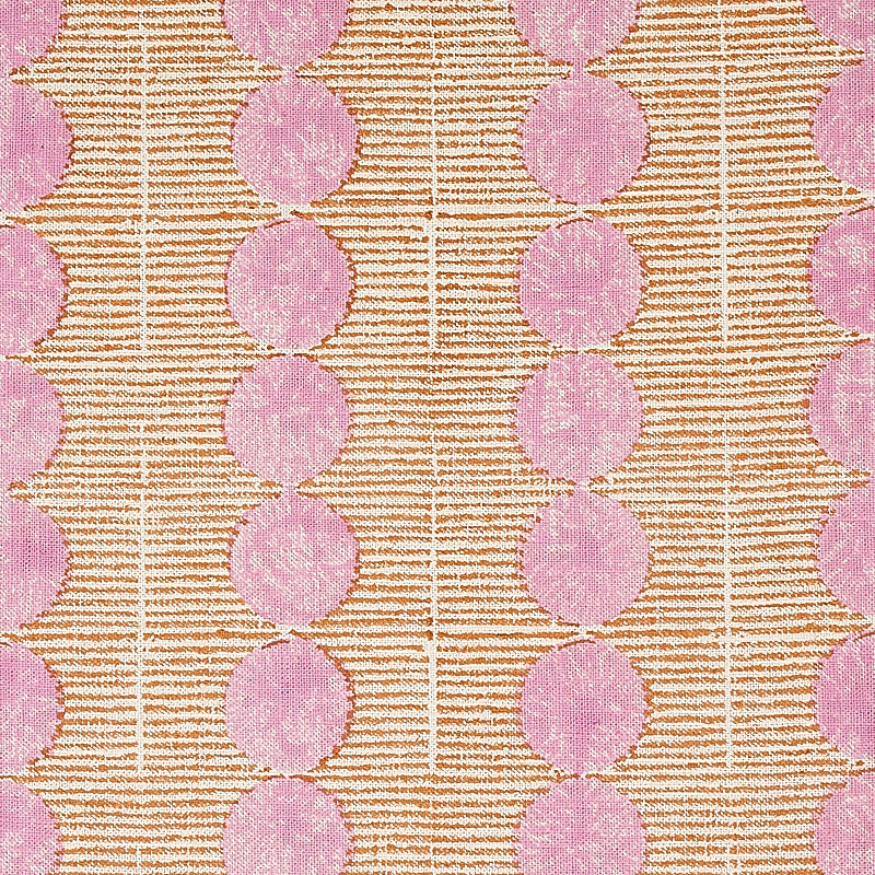 Sun Rise Hand Block Print fabric in rose and copper color - pattern number 179790 - by Schumacher in the Molly Mahon collection
