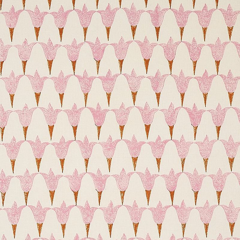 Tulip Hand Block fabric in rose and copper color - pattern number 179821 - by Schumacher in the Molly Mahon collection