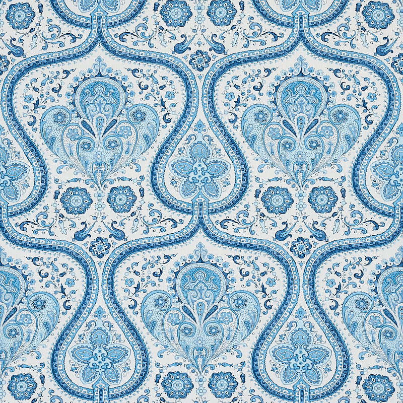 Paisley Court fabric in blue color - pattern number 179860 - by Schumacher in the East Meets West collection