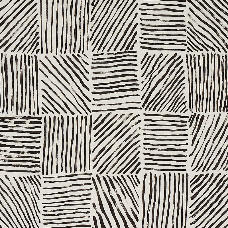 Katama fabric in black color - pattern number 179900 - by Schumacher in the New Wave: Black & White collection
