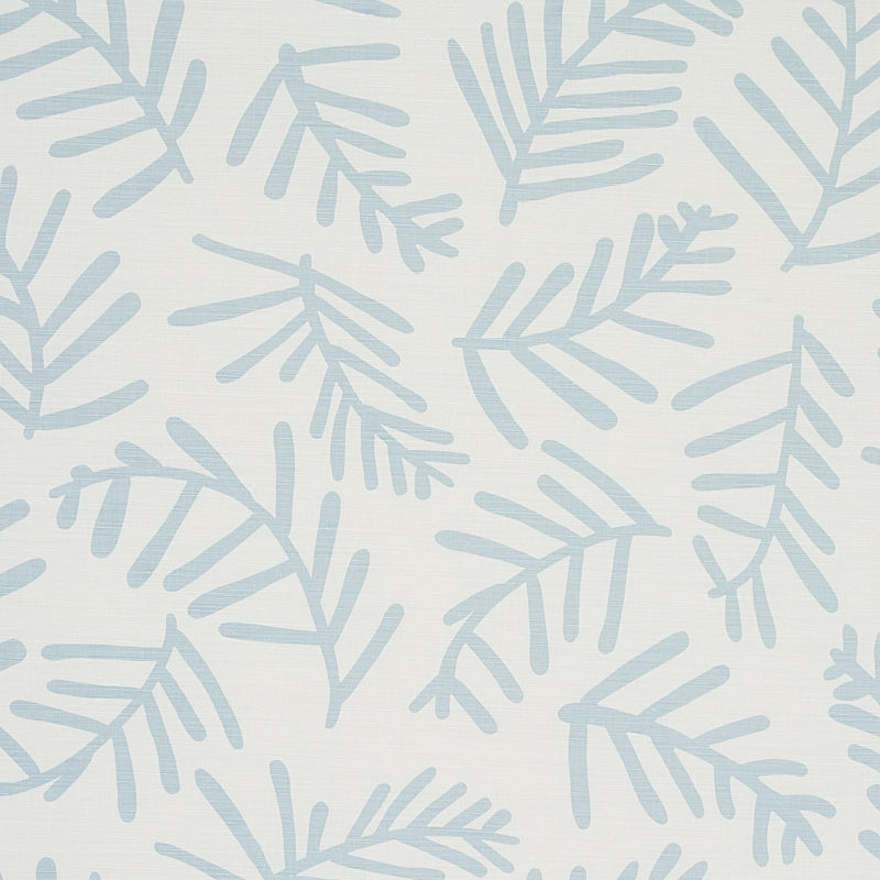 Tiah Cove fabric in blue leaf color - pattern number 179911 - by Schumacher in the Caroline Z Hurley collection