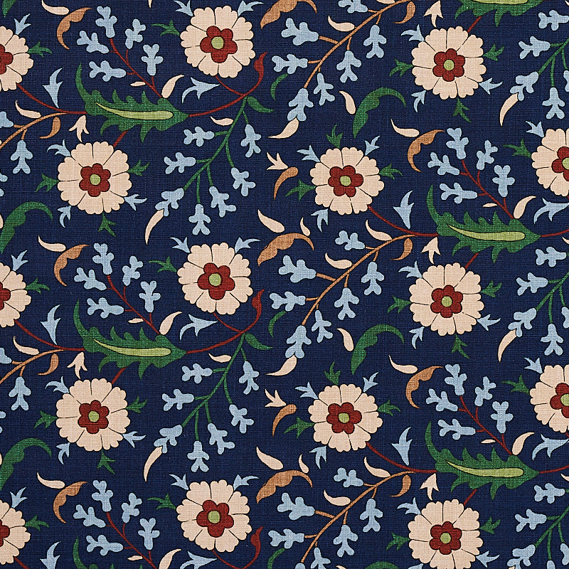 Floralia fabric in indigo color - pattern number 179951 - by Schumacher in the Cabana collection