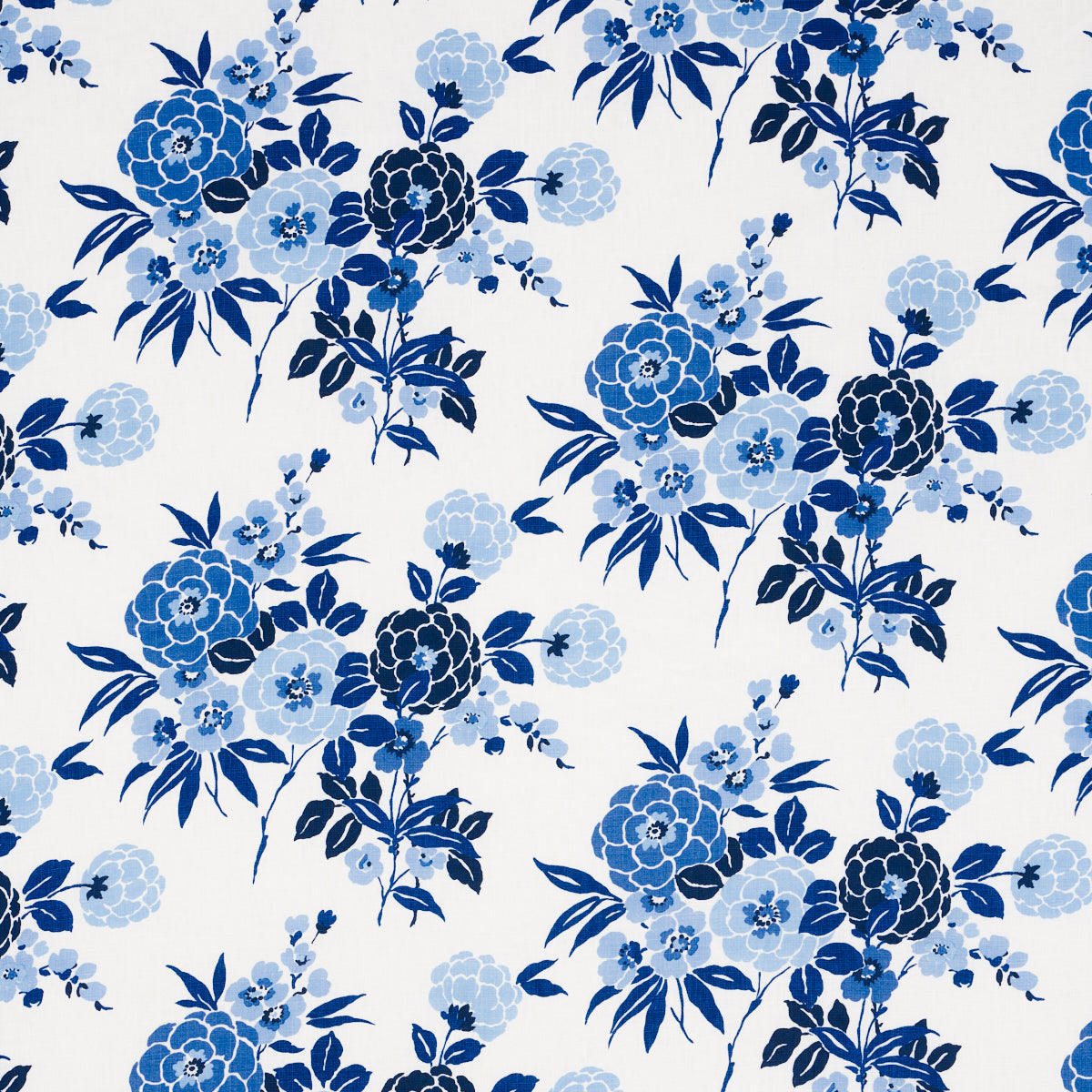 Valentina Floral fabric in blue color - pattern number 180020 - by Schumacher in the Orient Express collection