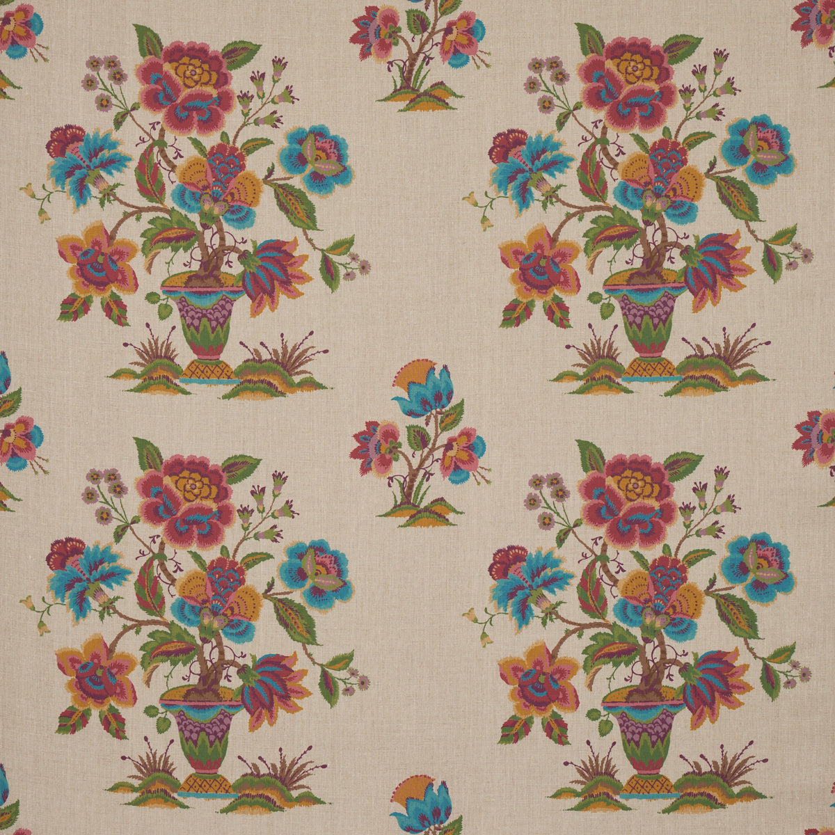 Ashford Linen fabric in mulberry and natural color - pattern number 180043 - by Schumacher in the A Country Life collection