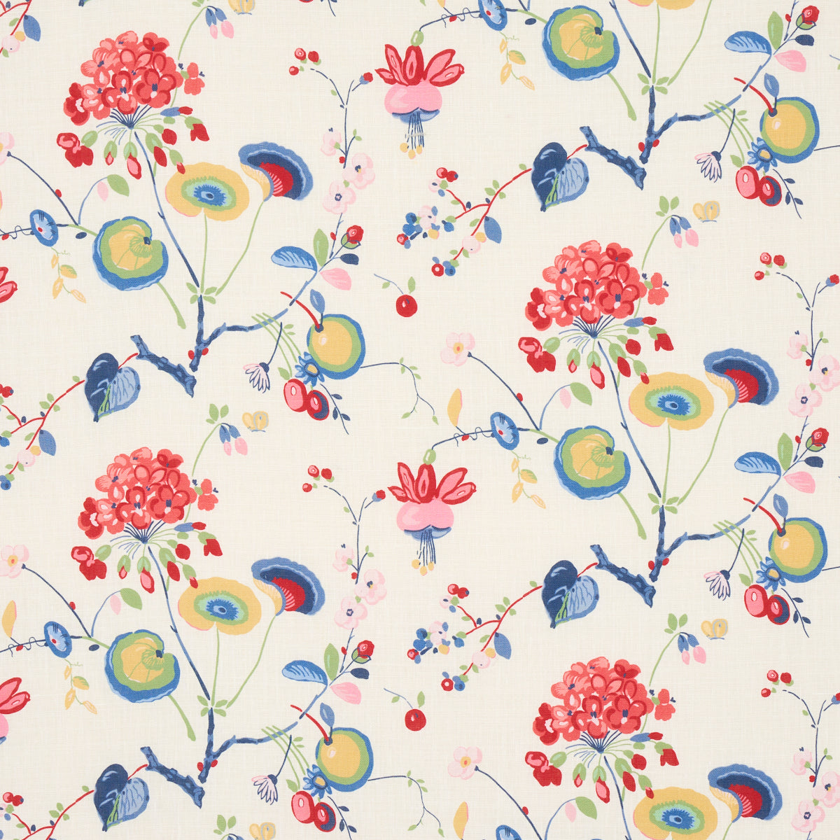 Vasily Linen fabric in multi color - pattern number 180080 - by Schumacher in the Schumacher Classics collection