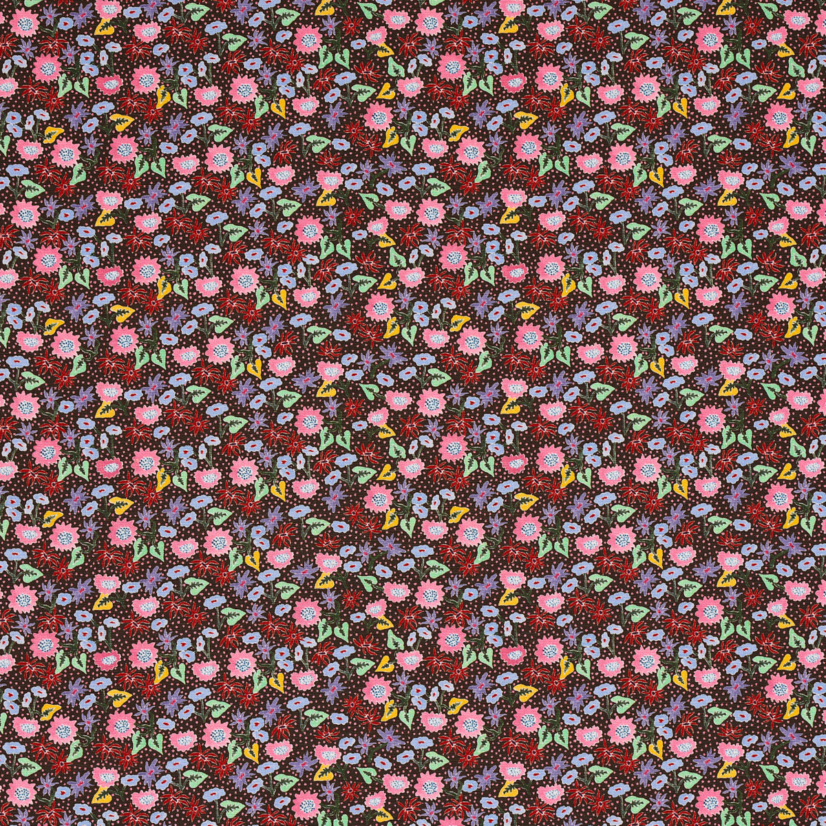 Calico fabric in multi on brown color - pattern number 180171 - by Schumacher in the Happy Menocal collection