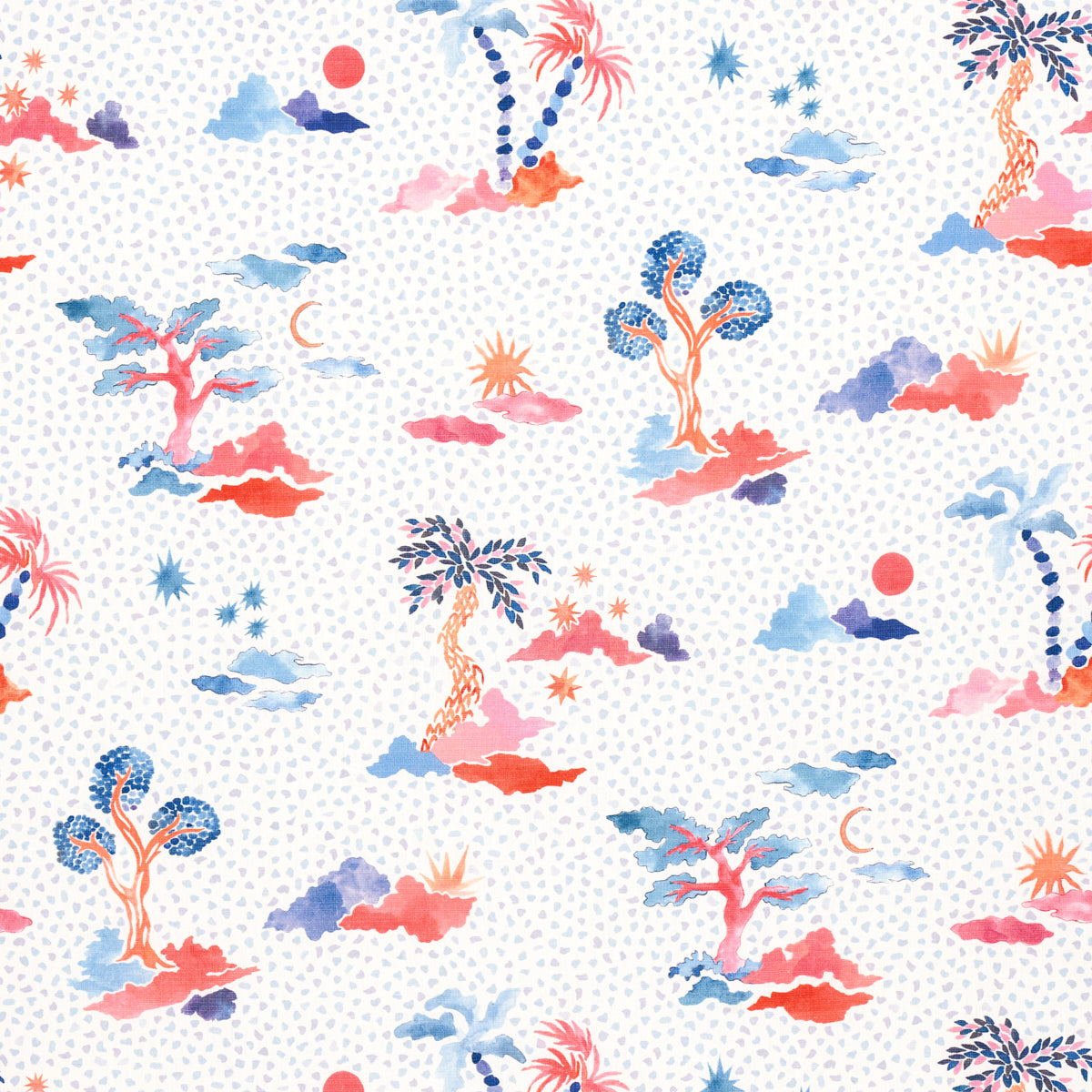 Valletta fabric in sky and pink color - pattern number 180190 - by Schumacher in the Happy Menocal collection