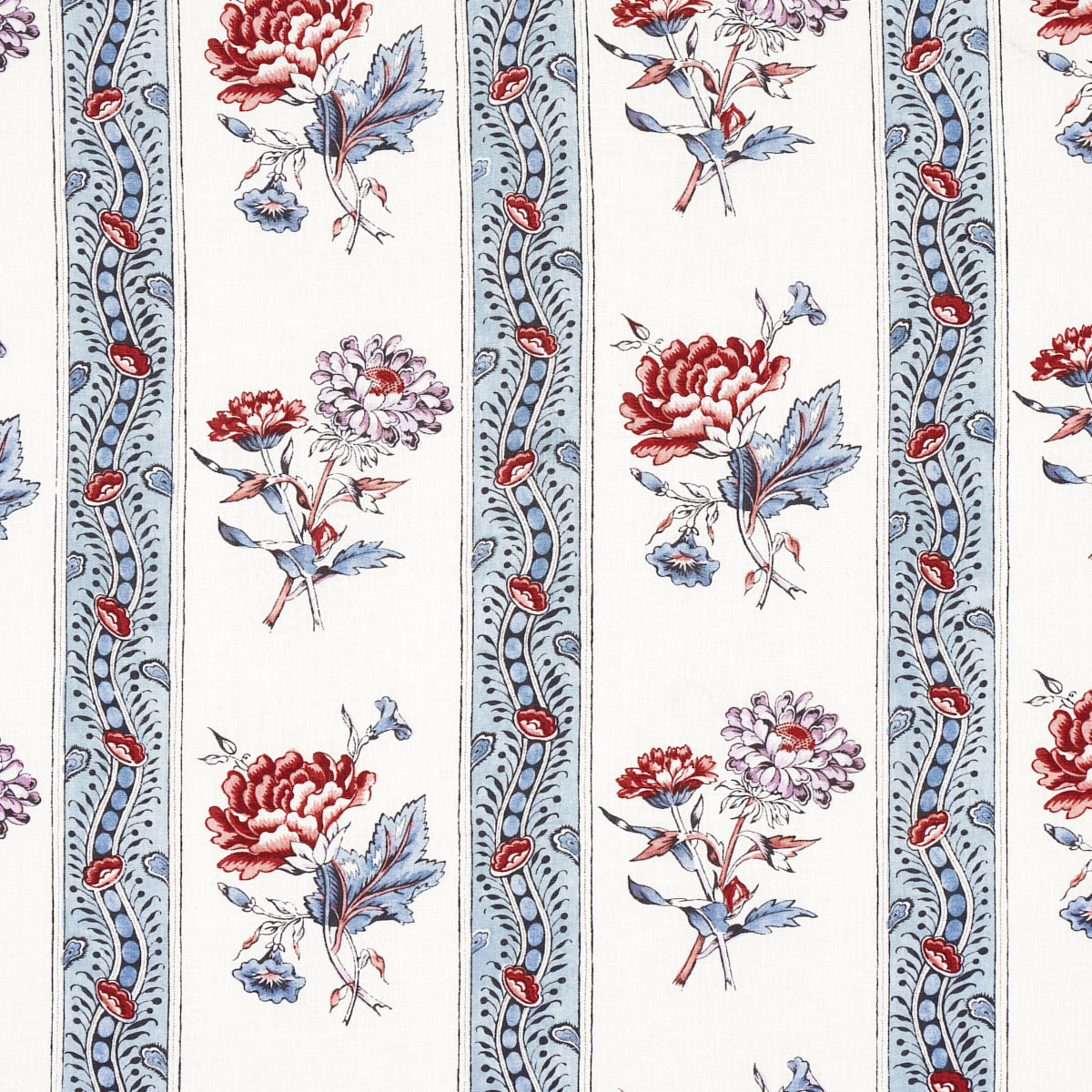 Ariana Floral Stripe fabric in pearlware blue color - pattern number 180241 - by Schumacher in the Williamsburg collection