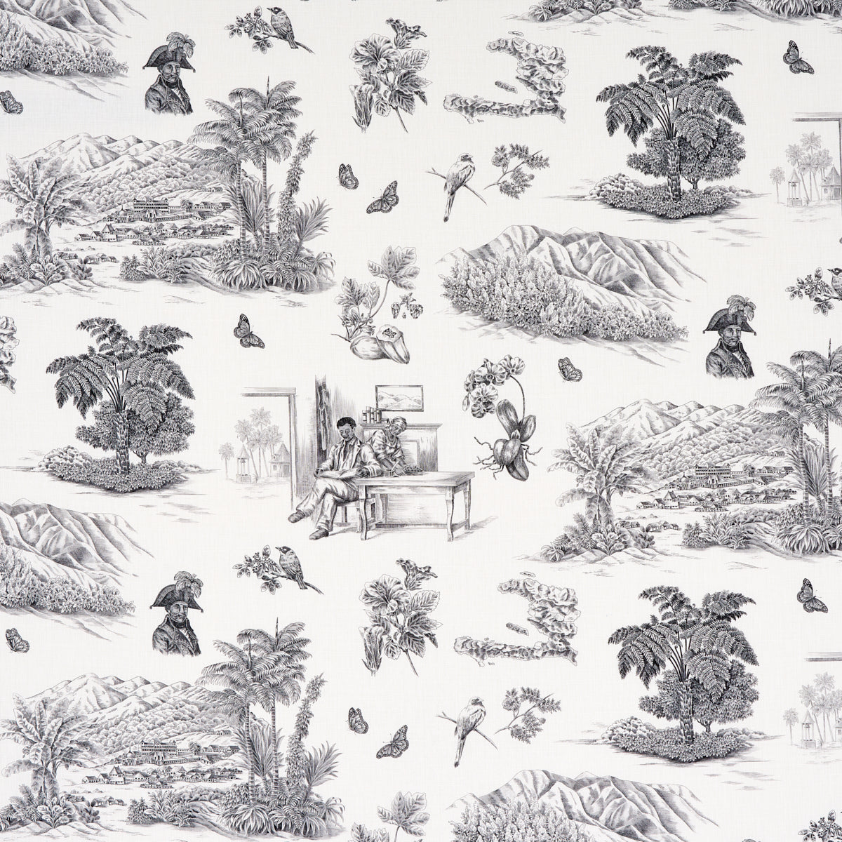 Toussaint Toile fabric in black color - pattern number 180270 - by Schumacher in the Victor Glemaud collection