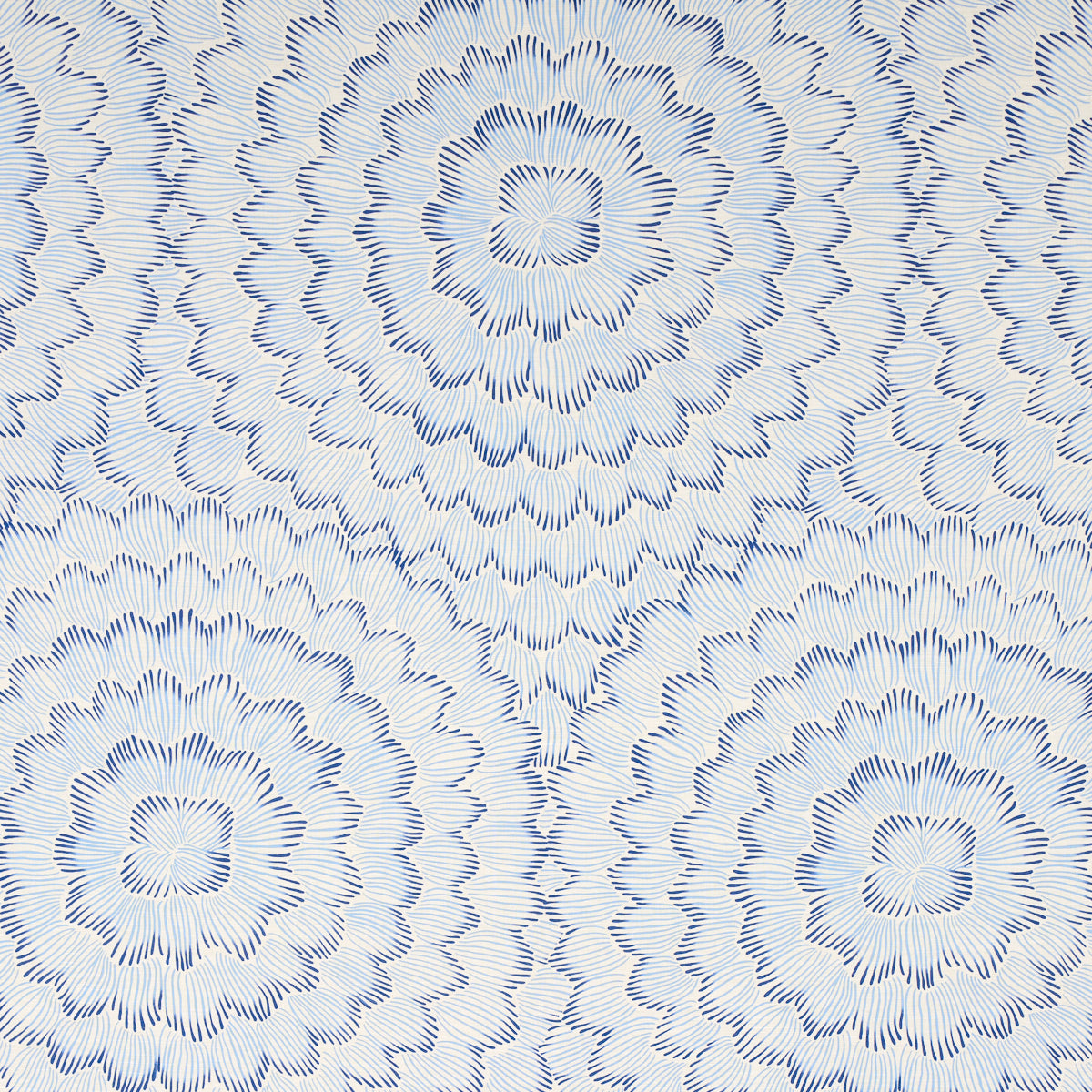 Feather Bloom fabric in two blues color - pattern number 180360 - by Schumacher in the Full Bloom collection